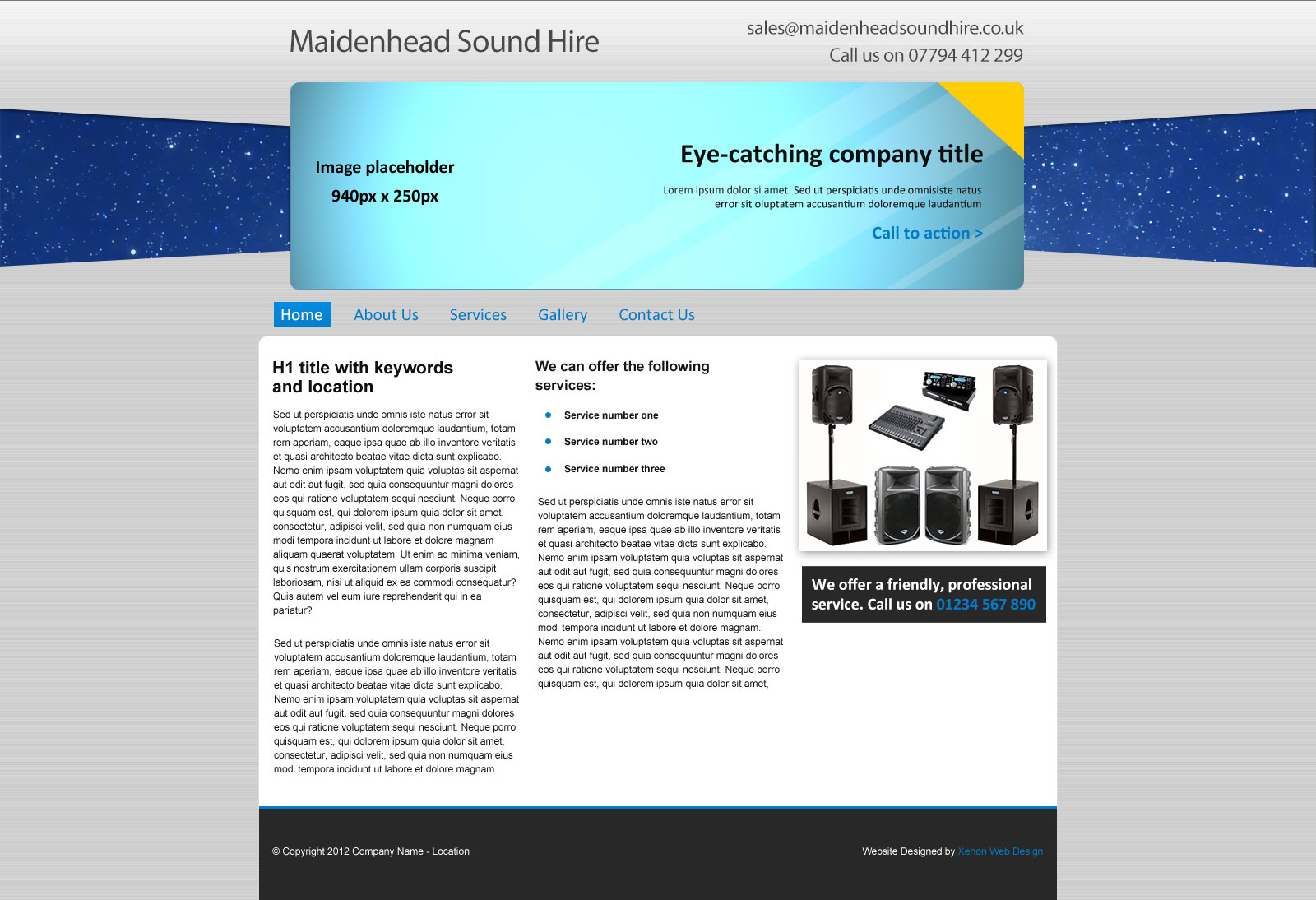 Maidenhead Sound Hire - Xenon Web Design Reading Berkshire